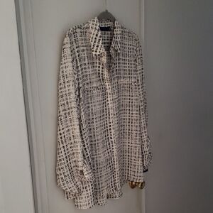 Apt. 9 Cream and Black Patterned Blouse
